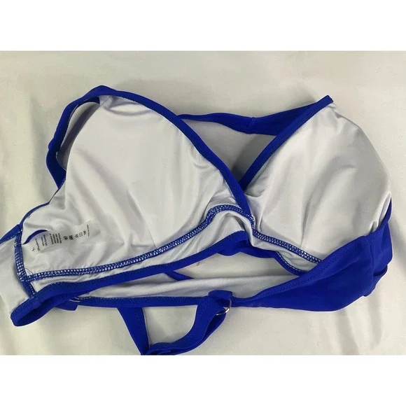 Fashion Royal Blue Twist Front High Waisted Floral Bikini Set NWT Large - Picture 4 of 5